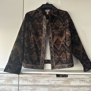 Chico's Black and Brown Patterned Blazer